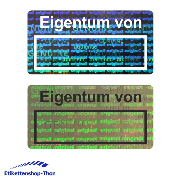 Hologramm VOID - Sicherheitsetiketten "Eigentum von" auf Rolle - 40 x 20 mm - 1000 Stück - außen